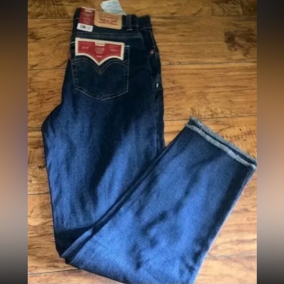 Levi's Girls' High-Rise Straight Jeans - Dark Wash 16 - Picture 4 of 7